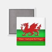 Wales - Zuhause des Roten Drachen, metallischer Ef Magnet (Vorderseite/Rückseite)