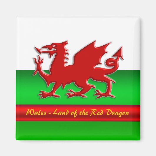 Wales - Zuhause des Roten Drachen, metallischer Ef Magnet (Vorne)