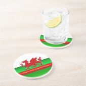 Wales - Zuhause des Roten Drachen, metallischer Ef Sandstein Untersetzer (Seite)