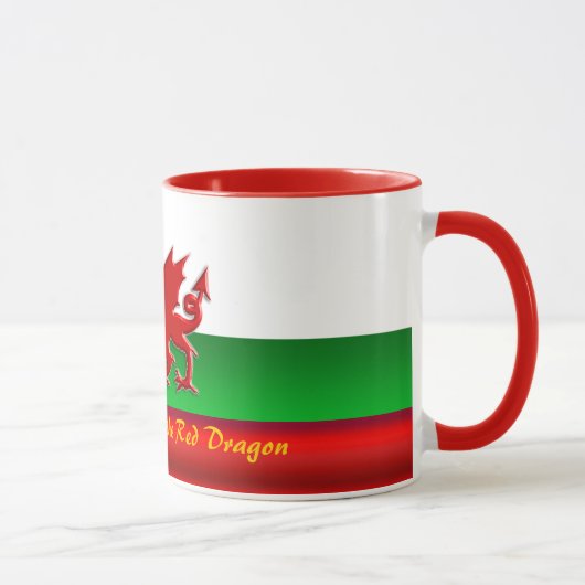 Wales - Zuhause des Roten Drachen, metallischer Ef Tasse (Rechts)