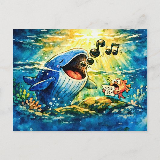 Walgesang-Duett mit Fisch Postkarte (Vorderseite)