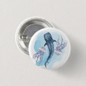 Walhai. Aquarell Button (Vorne & Hinten)