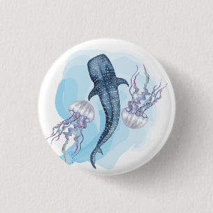 Walhai. Aquarell Button