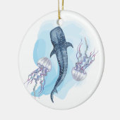 Walhai. Aquarell Keramik Ornament (Links)
