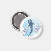 Walhai. Aquarell Magnet (Vorderseite/Rückseite)