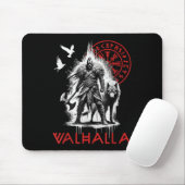 Walhalla Odin Wolf Und Rabe Wikinger Runen Nordisc Mousepad (Mit Mouse)