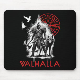 Walhalla Odin Wolf Und Rabe Wikinger Runen Nordisc Mousepad