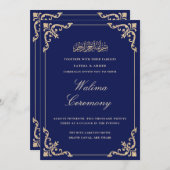 Walima Blue Islamic Wedding Einladung (Vorne/Hinten)