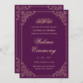 Walima Lila islamische Hochzeit Einladung (Vorne/Hinten)