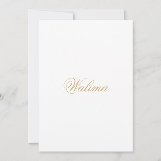Walima Minimal White Islamic Wedding Einladung (Rückseite)