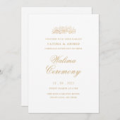 Walima Minimal White Islamic Wedding Einladung (Vorne/Hinten)