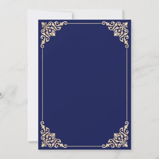 Walima Navy Blue Islamische Hochzeit Einladung (Rückseite)