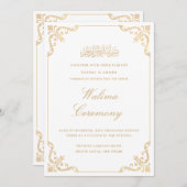 Walima White Gold Islamische Hochzeit Einladung (Vorne/Hinten)