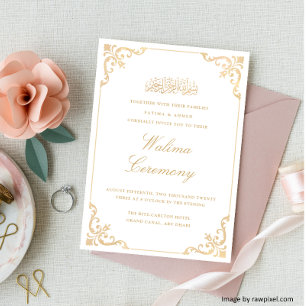 Walima White Gold Islamische Hochzeit Einladung