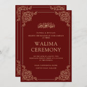 Walima Zeremonie Burgundy Islamische Hochzeit Einladung (Vorne/Hinten)