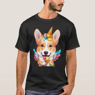 Waliser Corgi Eiscreme Einhorn T-Shirt