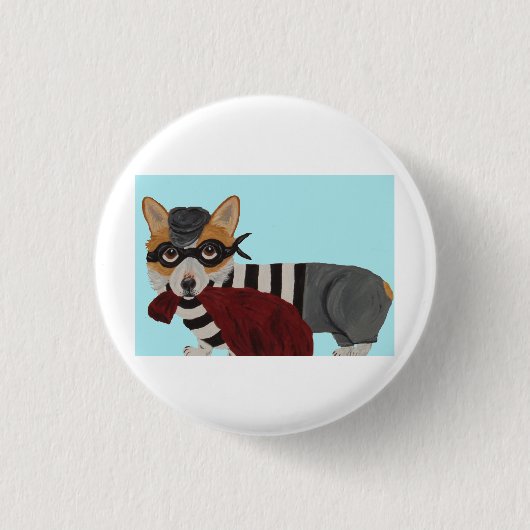 Waliser Corgi Leckerli Dieb Einbrecher Button (Vorderseite)
