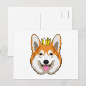 Waliser Corgi mit Krone Postkarte (Vorne/Hinten)