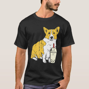 Waliser Corgi trinkt Bubble Milk Tea Hundebesitzer T-Shirt