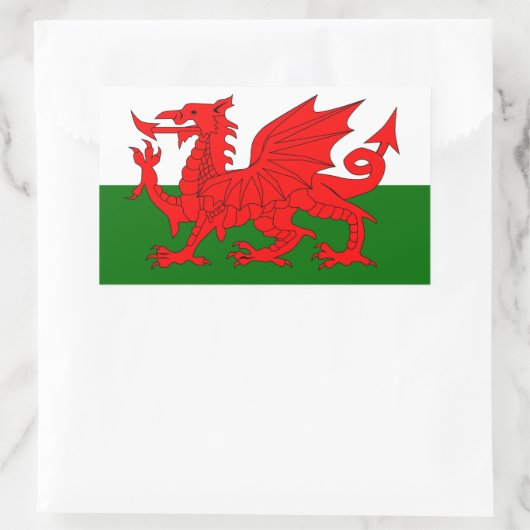 Waliser-Drache-Flagge Rechteckiger Aufkleber (Tasche)