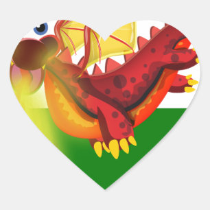 Waliser-Drache Herz-Aufkleber