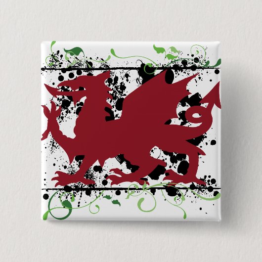Waliser-Drache-Knöpfe Button (Vorderseite)
