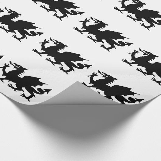 Waliser-Drache-Silhouette Geschenkpapier (Ecke)