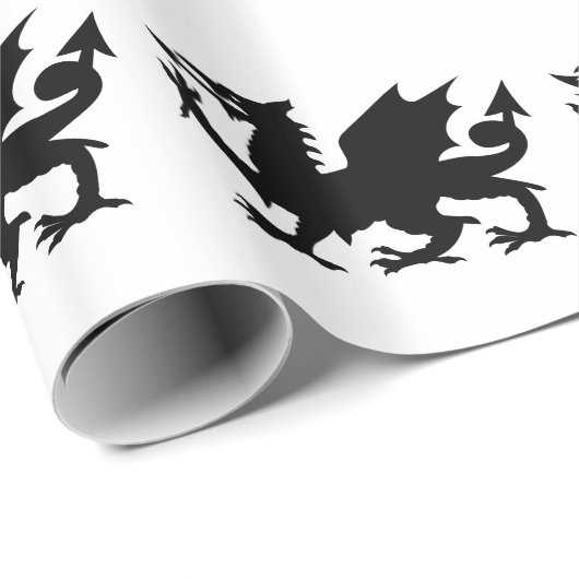Waliser-Drache-Silhouette Geschenkpapier (Rolleneckpunkt)