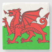 Waliser-Flagge Steinuntersetzer (Vorderseite)
