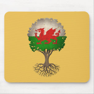 Waliser-Flaggen-Baum des Lebens kundengerecht Mousepad