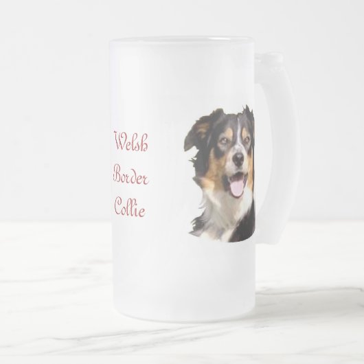 Waliser-Grenzcollie-Bier-Tasse Mattglas Bierglas (VorderseiteRechts)