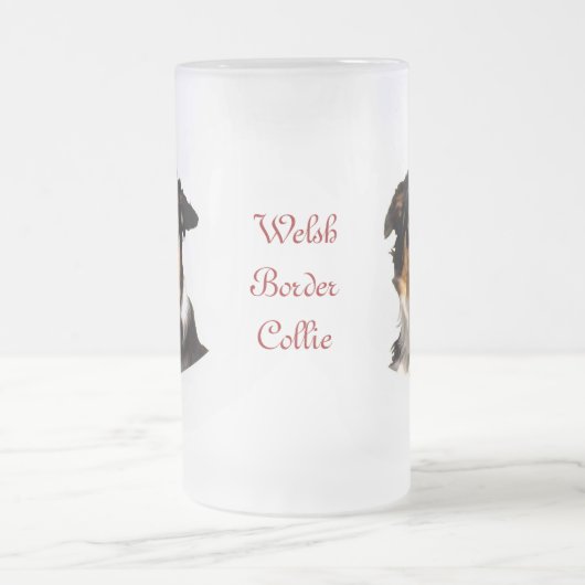 Waliser-Grenzcollie-Bier-Tasse Mattglas Bierglas (Mittel)