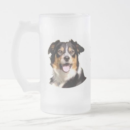 Waliser-Grenzcollie-Bier-Tasse Mattglas Bierglas (Links)