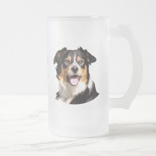 Waliser-Grenzcollie-Bier-Tasse Mattglas Bierglas (Rechts)