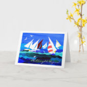 Waliser-Gruß-Geburtstags-Karte - Segeln Karte (Gelbe Blume)