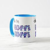 Waliser-Kaffee-Tasse: Hoffi Coffi, lila Muster Tasse (Vorderseite Links)