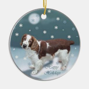 Waliser-Springerspaniel-Weihnachtsgeschenke Keramikornament