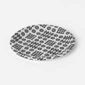 Waliser-Tapisserie-Muster-Schwarz-weiße Pappteller (Schrägansicht)