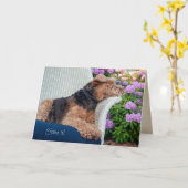 Waliser Terrier auf Stuhlgeburtstag Karte (Gelbe Blume)