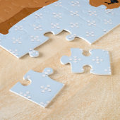 Waliser Terrier - blauer w/hite Diamant-Entwurf Puzzle (Seite)
