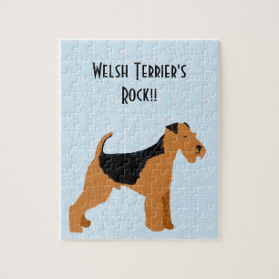 Waliser Terrier - blauer w/hite Diamant-Entwurf Puzzle