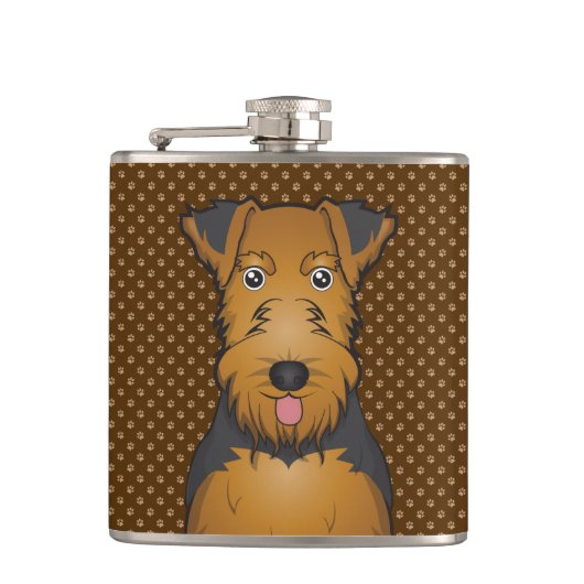 Waliser-Terrier-HundeCartoon-Tatzen Flachmann (Vorderseite)