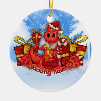 Waliser-Weihnachtsverzierung - Waliser-Drache Keramik Ornament