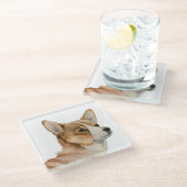 Walisercorgi-Aquarell-Malerei Glasuntersetzer (Schrägansicht)