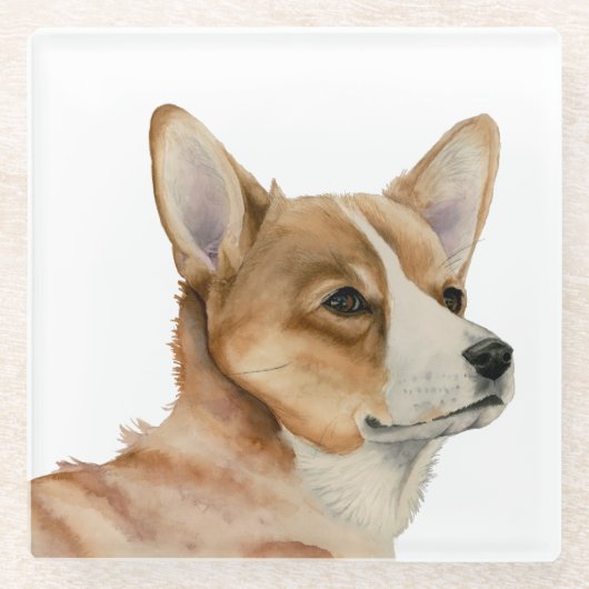 Walisercorgi-Aquarell-Malerei Glasuntersetzer (Vorderseite)