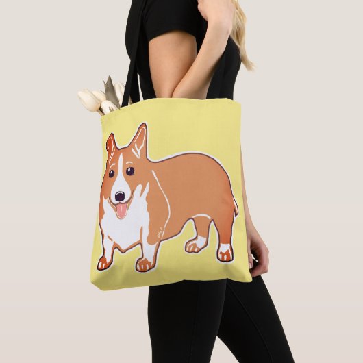 Walisercorgi-glückliche gelbe Taschen-Tasche Tasche (Von Nahem)
