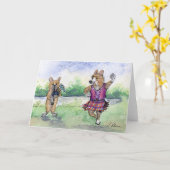 Walisercorgi-Hundeschottisches Tanzen Karte (Gelbe Blume)