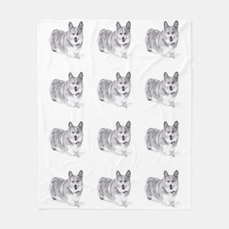 WaliserCorgi im Schnee Fleecedecke