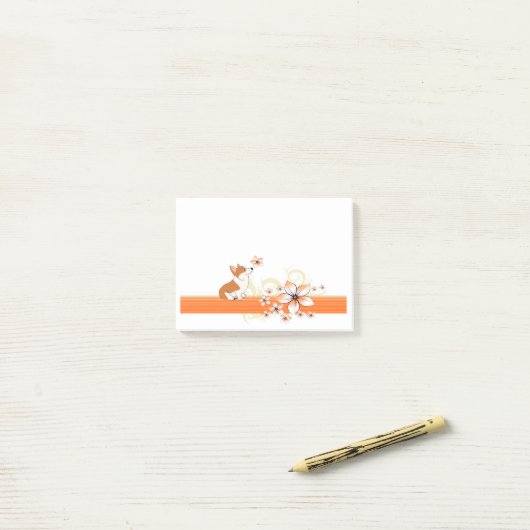 WaliserCorgi mit Blume Post-it Klebezettel (Auf Schreibtisch)