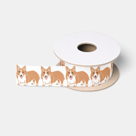 Walisercorgi-Muster-Satin-Band Satinband